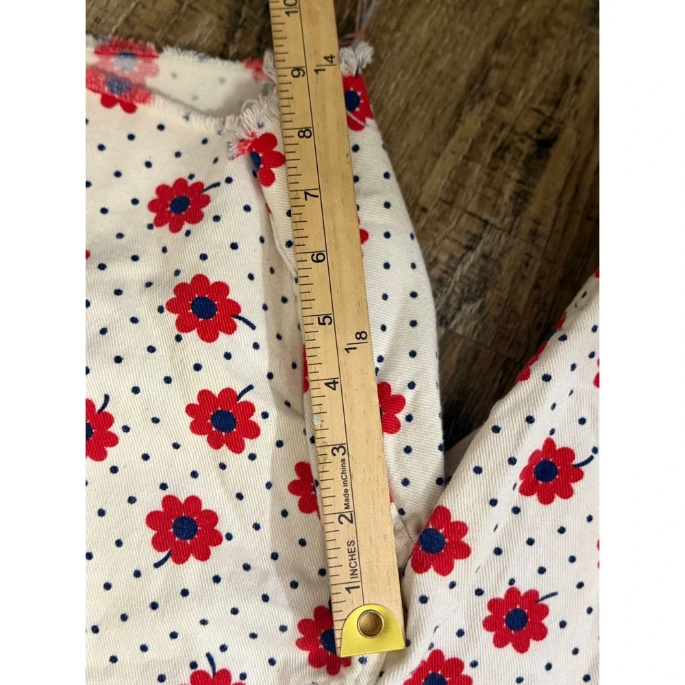 Wrangler Vintage High Waisted Floral Polka Dot Denim Shorts White Red 11/12 Slim